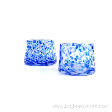 Blue and White spot Glass Jars